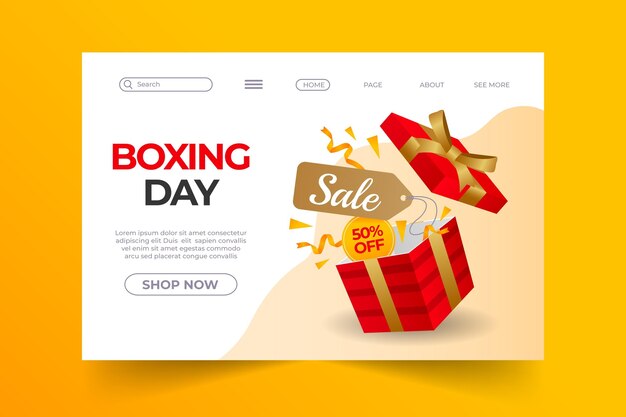 Gradient boxing day sale landing page template