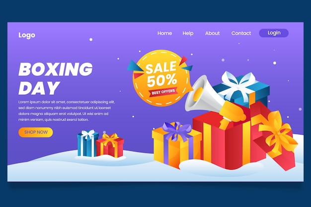 Gradient boxing day sale landing page template