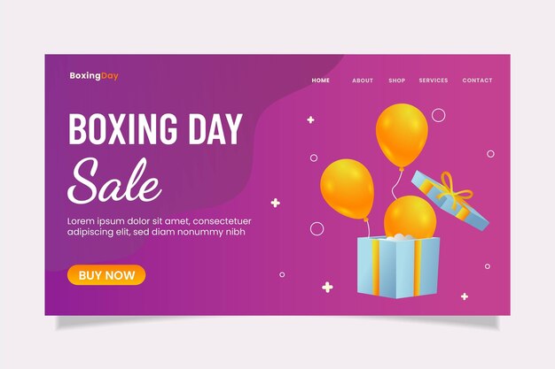 Gradient boxing day sale landing page template