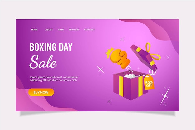 Gradient boxing day sale landing page template