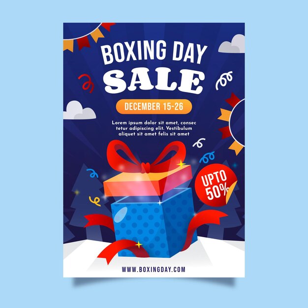 Gradient boxing day sale vertical poster template