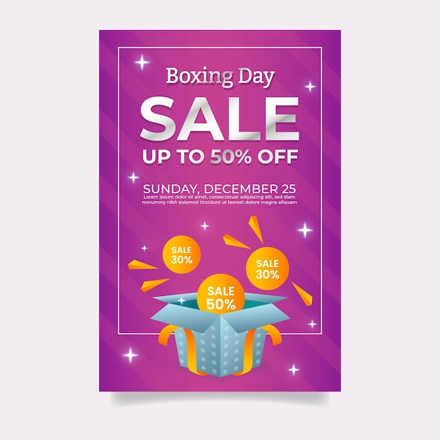 Gradient boxing day sale vertical poster template