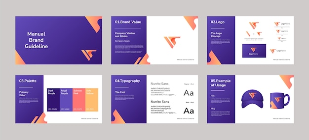 Free vector gradient brand manual presentation