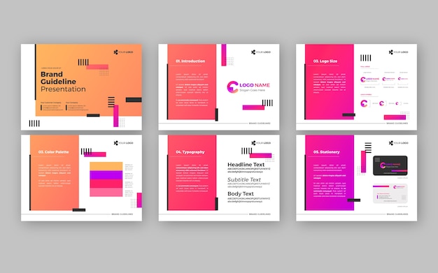 Free vector gradient brand manual presentation