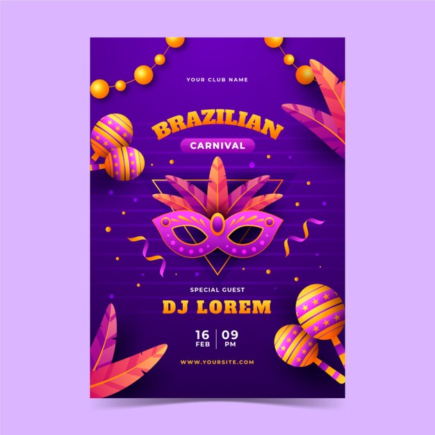 Gradient brazilian carnival vertical flyer template