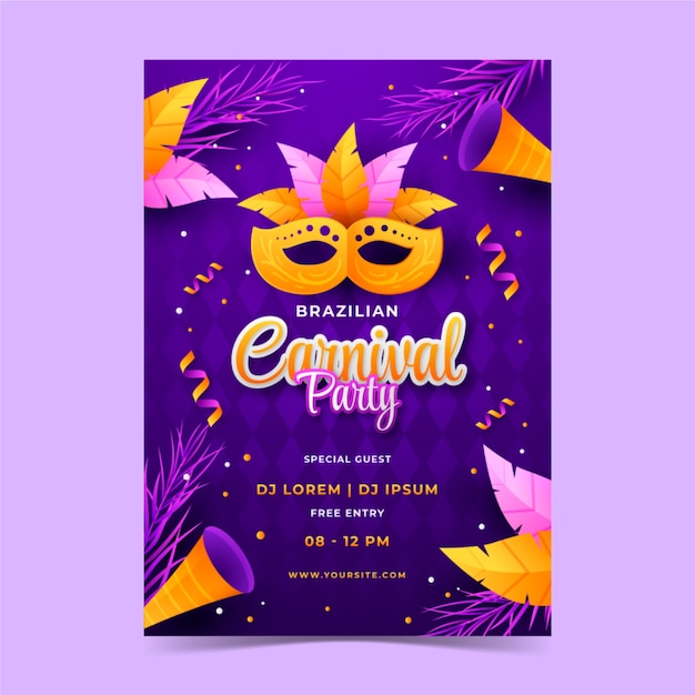 Gradient brazilian carnival vertical poster template