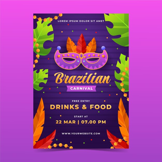 Gradient brazilian carnival vertical poster template