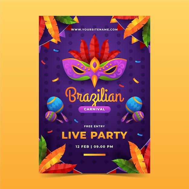 Gradient brazilian carnival vertical poster template