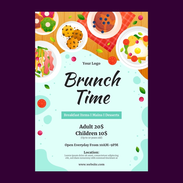 Free vector gradient breakfast and brunch poster design