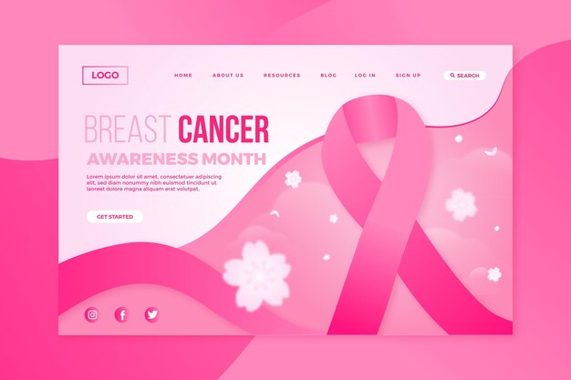 Gradient breast cancer awareness month landing page template