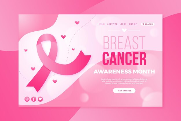 Gradient breast cancer awareness month landing page template