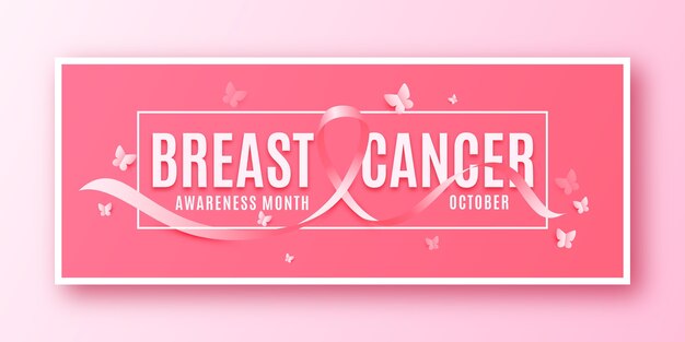 Gradient breast cancer awareness month social media cover template