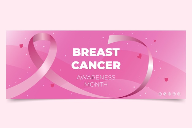 Gradient breast cancer awareness month social media cover template