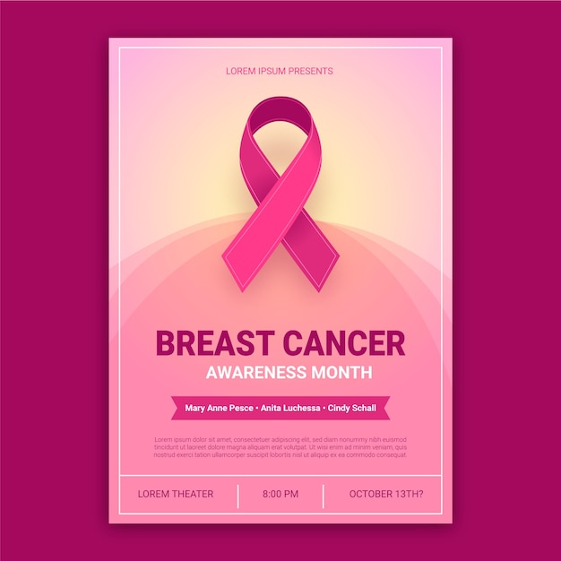 Free Vector gradient breast cancer awareness month vertical flyer template