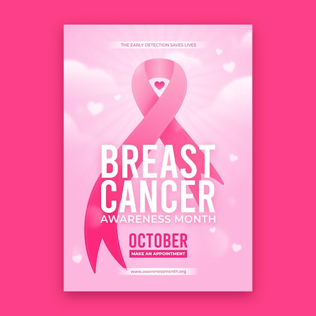 Gradient breast cancer awareness month vertical flyer template