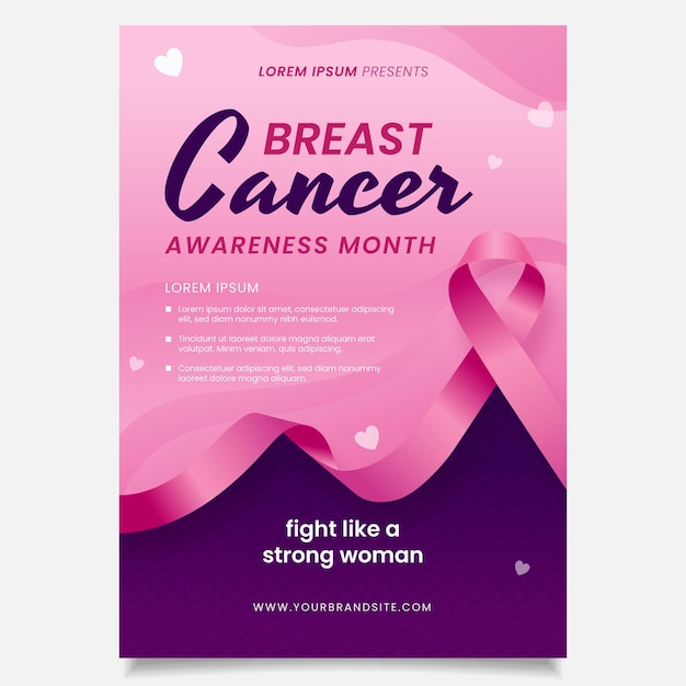 Free Vector gradient breast cancer awareness month vertical poster template