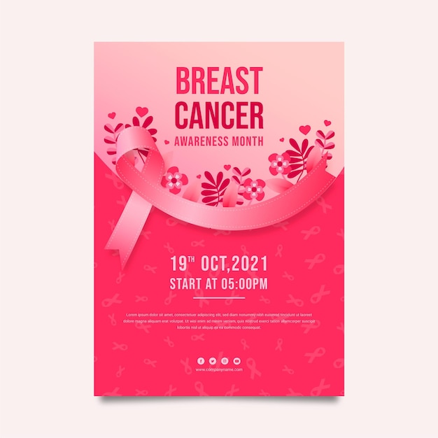 Free Vector gradient breast cancer awareness month vertical poster template