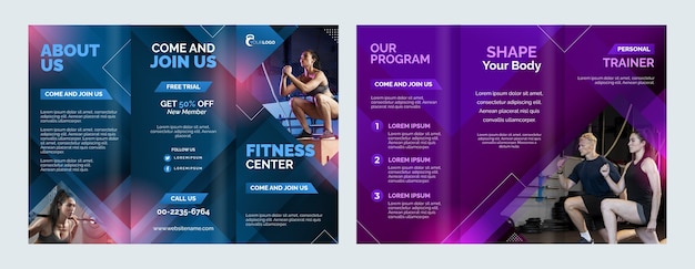 Free vector gradient brochure template for gym and exercise