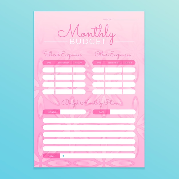 Gradient budget planner template