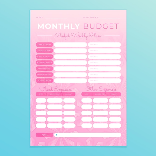 Gradient budget planner template