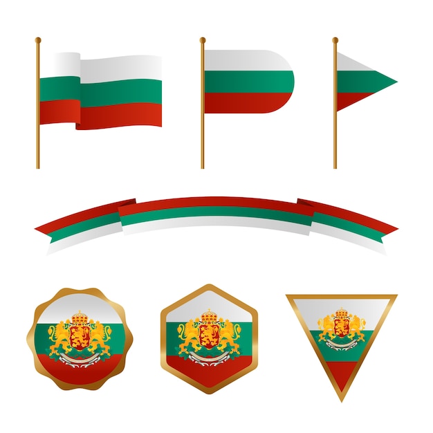 Free Vector gradient bulgarian flags and national emblems set