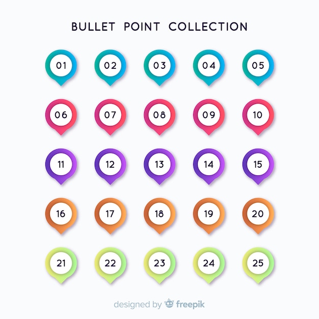 Gradient bullet point collection