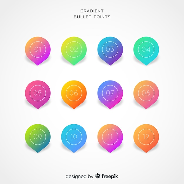 Free vector gradient bullet point collection