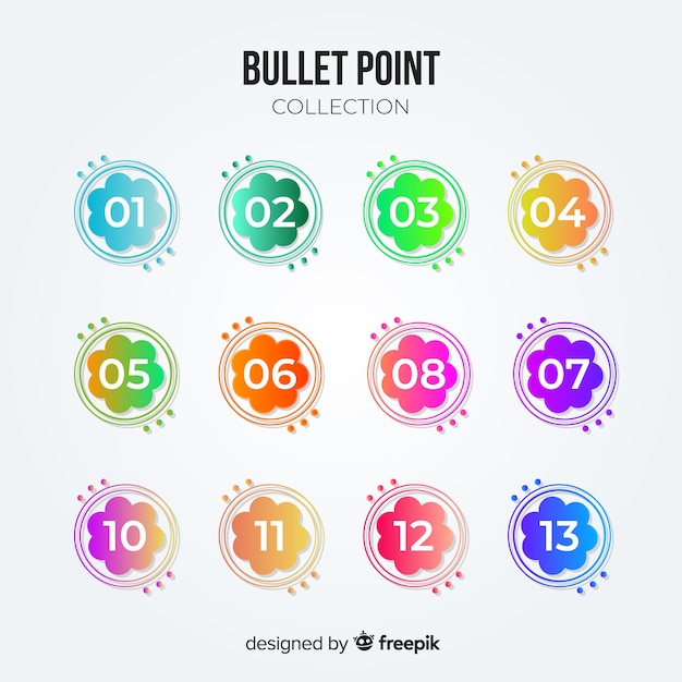 Gradient bullet point collection