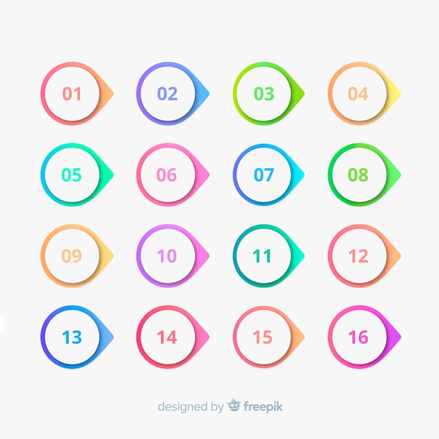 Gradient bullet point collection