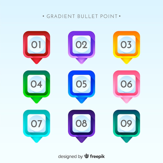 Gradient bullet point collection