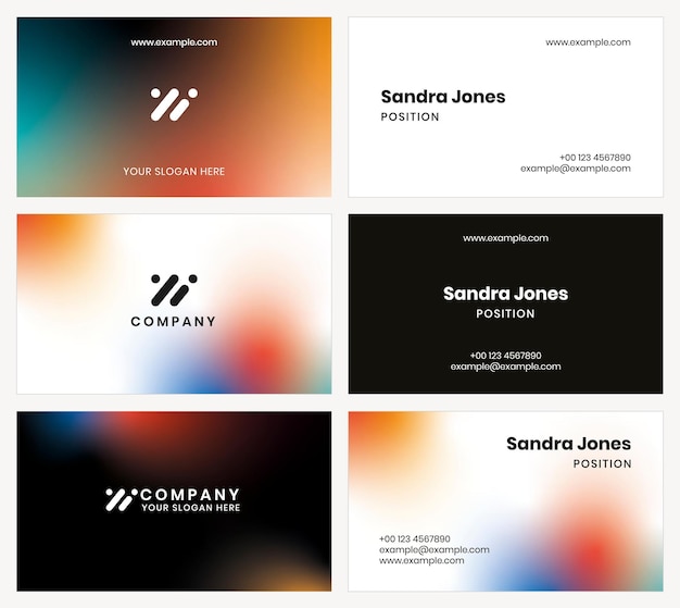 Gradient business card template vector for tech company in modern style set