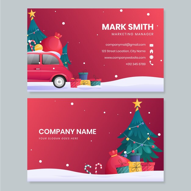 Gradient business christmas cards set