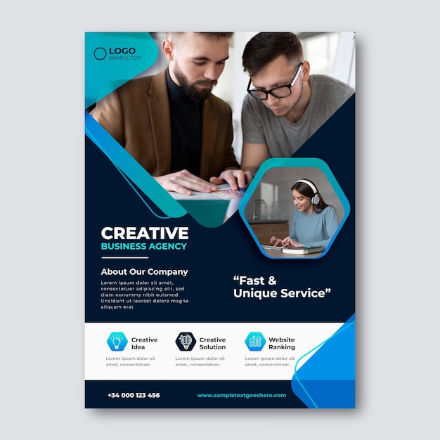 Gradient business flyer template with photo