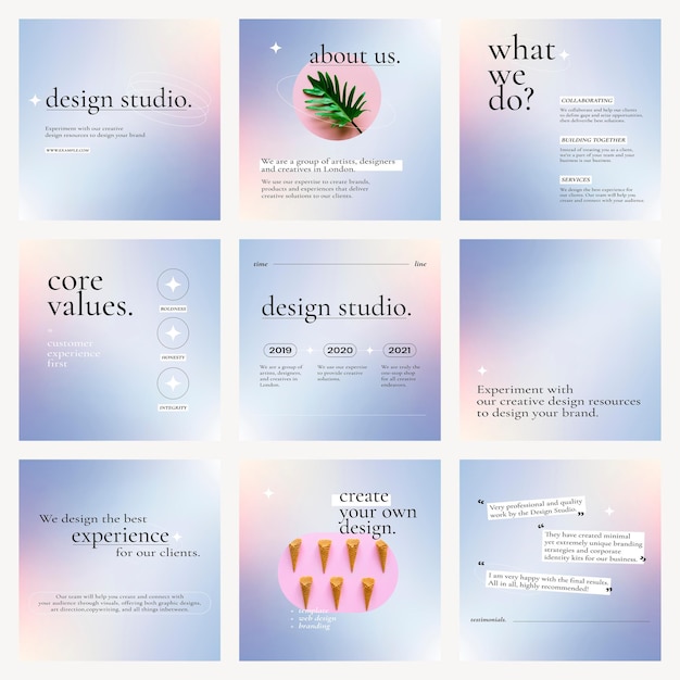 Gradient business graphic vector with editable text set