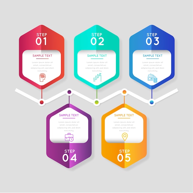 Gradient business infographic steps