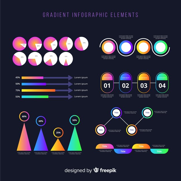 Gradient business infographics elements pack