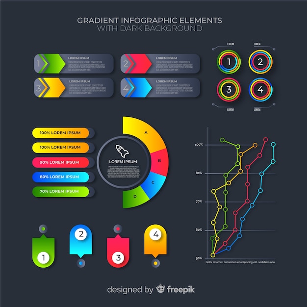 Gradient business infographics elements pack