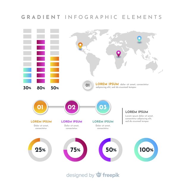 Gradient business infographics elements set