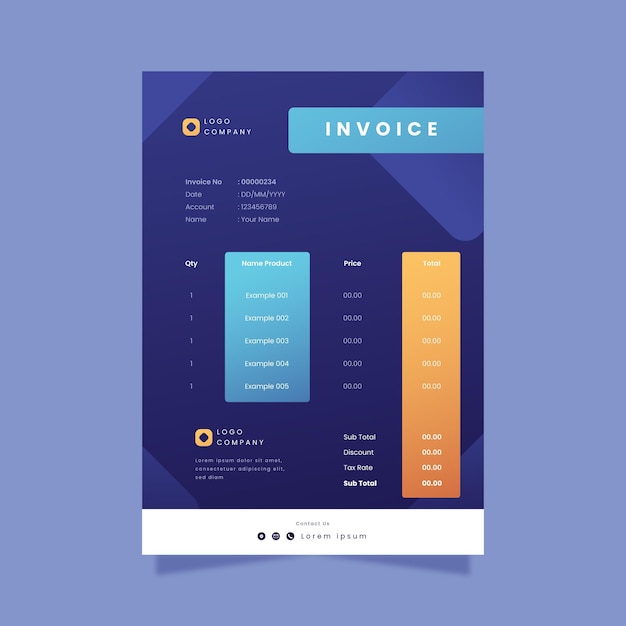 Gradient business invoice sheet template