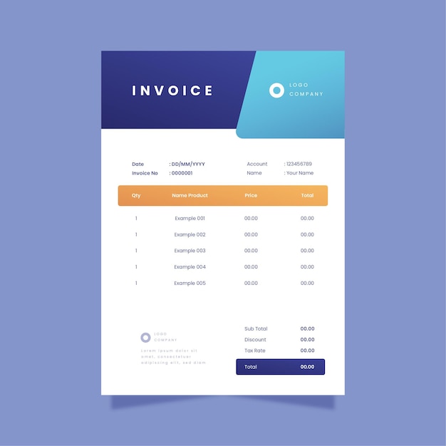 Gradient business invoice sheet