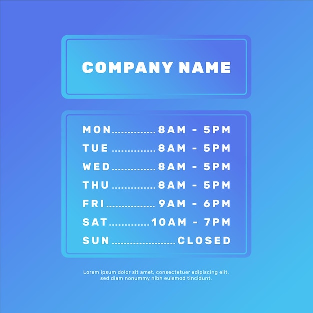 Gradient business opening hours illustration