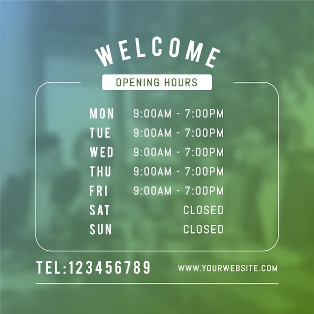 Gradient business opening hours illustration