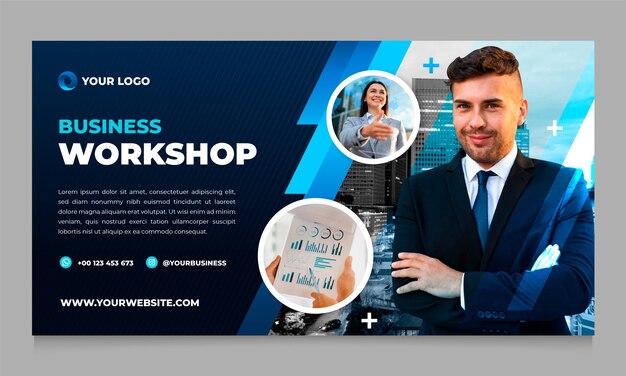 Gradient business workshop dynamic facebook template