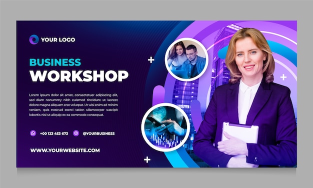 Gradient business workshop facebook template