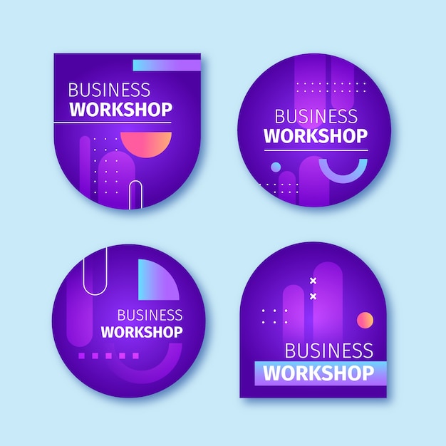 Free vector gradient business workshop labels template