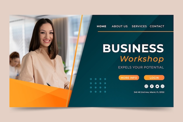 Gradient business workshop landing page template