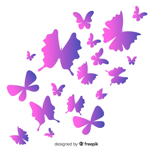 Gradient butterflies silhouettes background