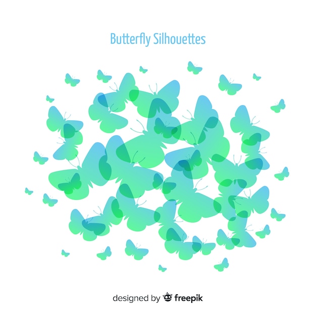 Gradient butterfly silhouette flying background