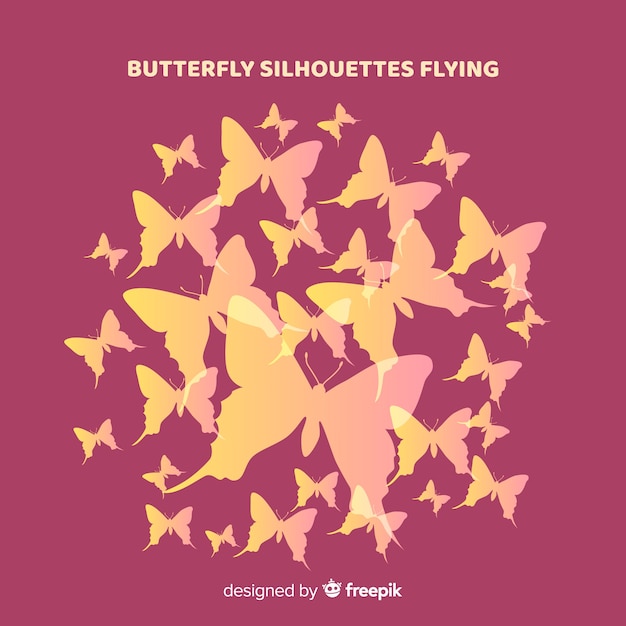 Free Vector gradient butterfly silhouette flying background