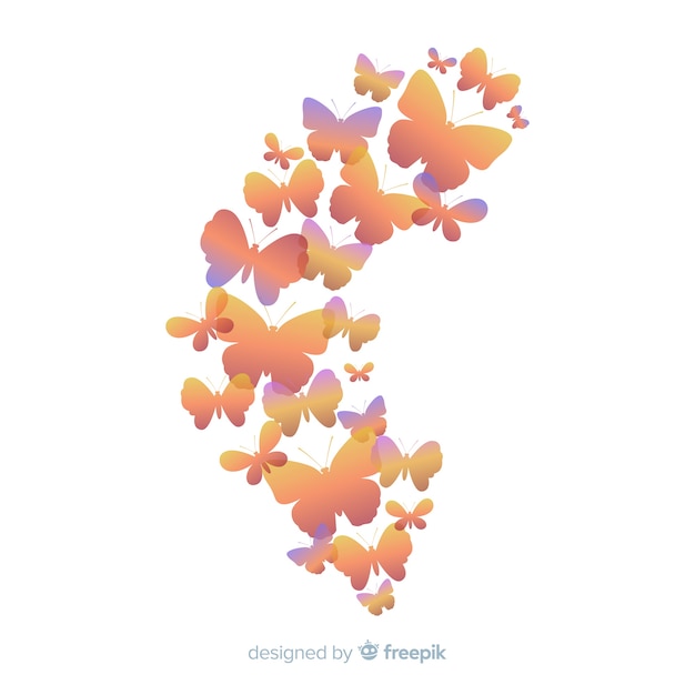 Free Vector gradient butterfly silhouettes flying